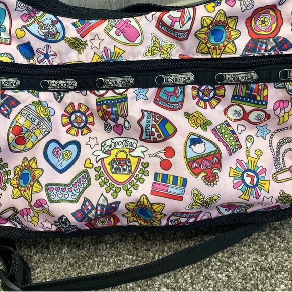 Lesportsac 00s Bag Of Honor Pink Tattoo Print Crossbody Bag - Picture 10 of 10